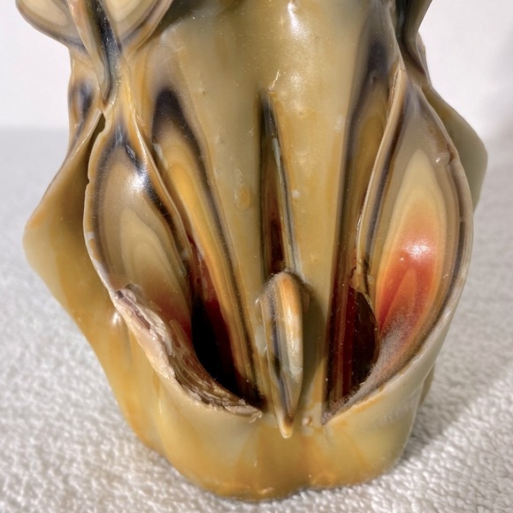 Vintage 70s Handmade Hand Carved Multi Layer Multi Colour Ribbon Wax Candle - Picture 6 of 15